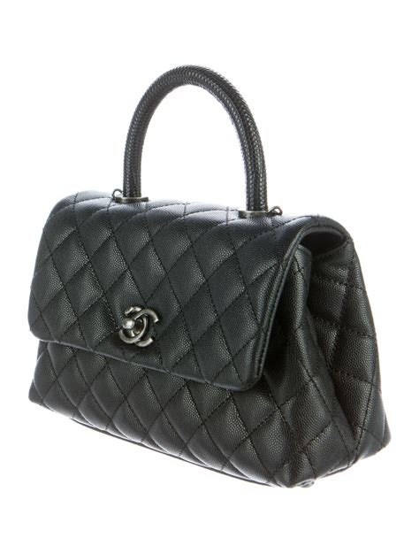 chanel mini coco handle bag with lizard handle|chanel silver flap bag.